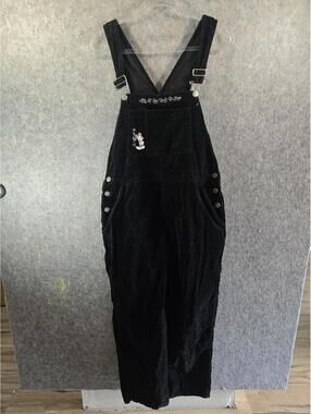 Vintage 90s Disney Store Mickey Mouse Black Velvet Overall L
